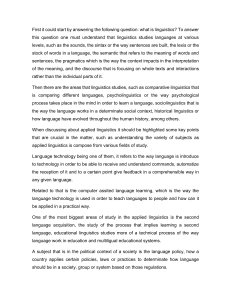 Introduction to Linguistics and Applied Linguistics