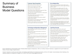 Summary of Business Model Questions
