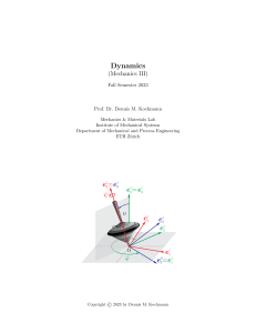 Dynamics (Mechanics III) - ETH Zurich Lecture Notes