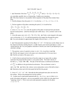 MAT 228 Quiz #2: Multivariable Calculus Problems