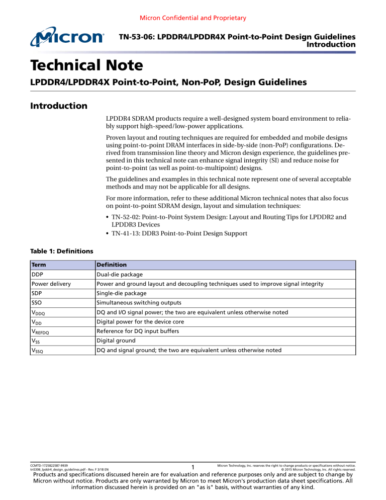 LPDDR4/LPDDR4X Point-to-Point Design Guidelines