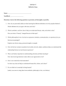 Reflective Essay: Art & Aesthetics Questions