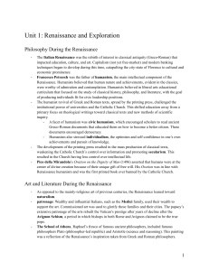 Unit 1: Renaissance and Exploration - Historical Overview