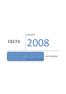 CELTA 2008 Course Notes: Classroom Management & Teaching Strategies