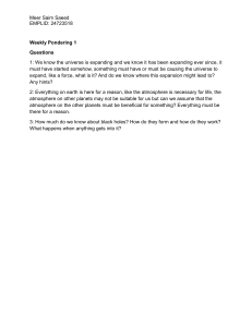 Weekly Pondering 1: Universe, Planets, Black Holes Questions
