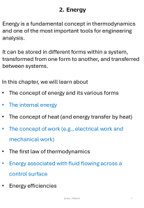 Thermodynamics: Energy Concepts & First Law