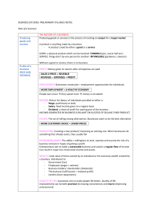Business Studies Preliminary Syllabus Notes