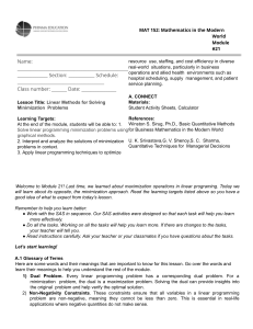 Linear Methods for Solving Minimization Problems - MAT 152 Module 21