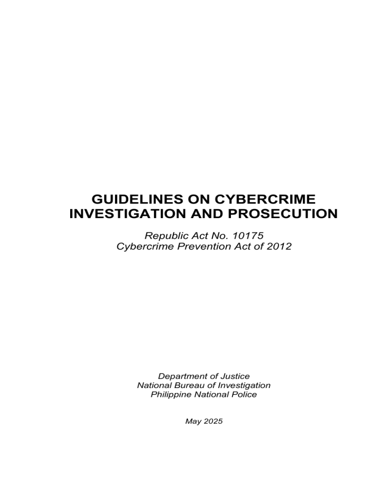 Guidelines on Cybercrime Investigation and Prosecution (RA 10175)