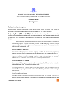 Evolution of Operating Systems - Lusaka Vocational College