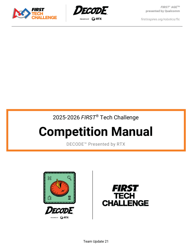 2025-2026 FIRST Tech Challenge Competition Manual