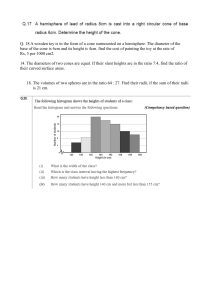 Math Geometry & Statistics Problems: Cones, Spheres, Histograms