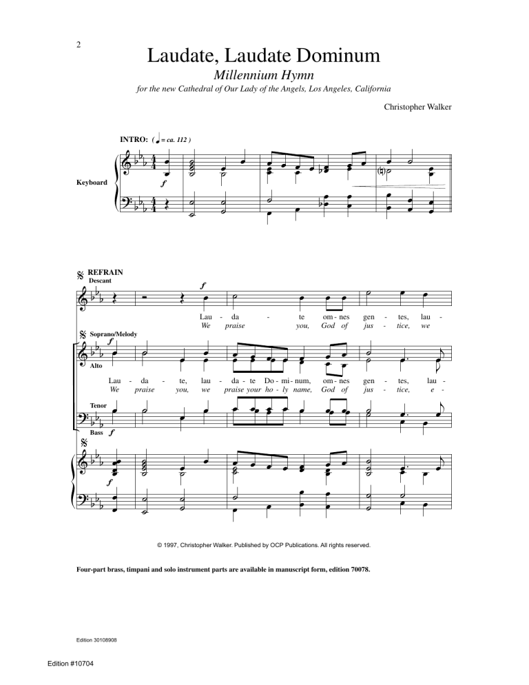 Laudate, Laudate Dominum: Millennium Hymn for Cathedral of Our Lady of ...