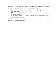 Dissertation Formatting: Cover Page & Table of Contents