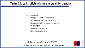 Tema 15: Insuficiencia patrimonial del deudor