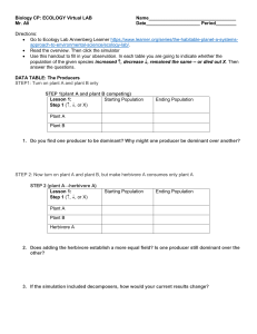Biology CP Ecology Virtual Lab Handout