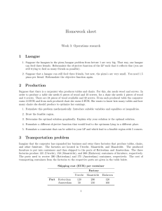 Operations Research Homework Sheet Week 3