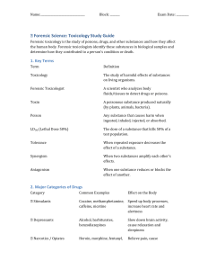 Forensic Science Toxicology Study Guide