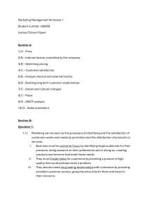 Marketing Management Formative 1 Assessment