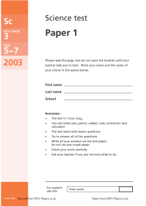 KS3 Science Test Paper 1 Tier 5-7 2003