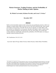 Market Structure & Market Maker Profitability in Index Options
