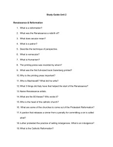 Study Guide Unit 2: Renaissance & Reformation Questions