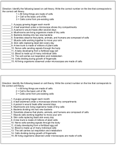 Cell Theory Worksheet: Identify Principles