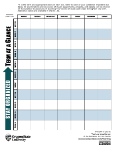 Oregon State University Term at a Glance Academic Planner