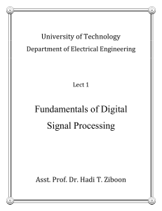 Fundamentals of Digital Signal Processing Lecture 1