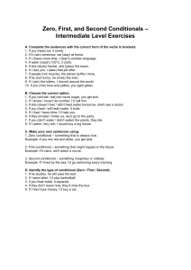 Zero, First, Second Conditionals Exercises