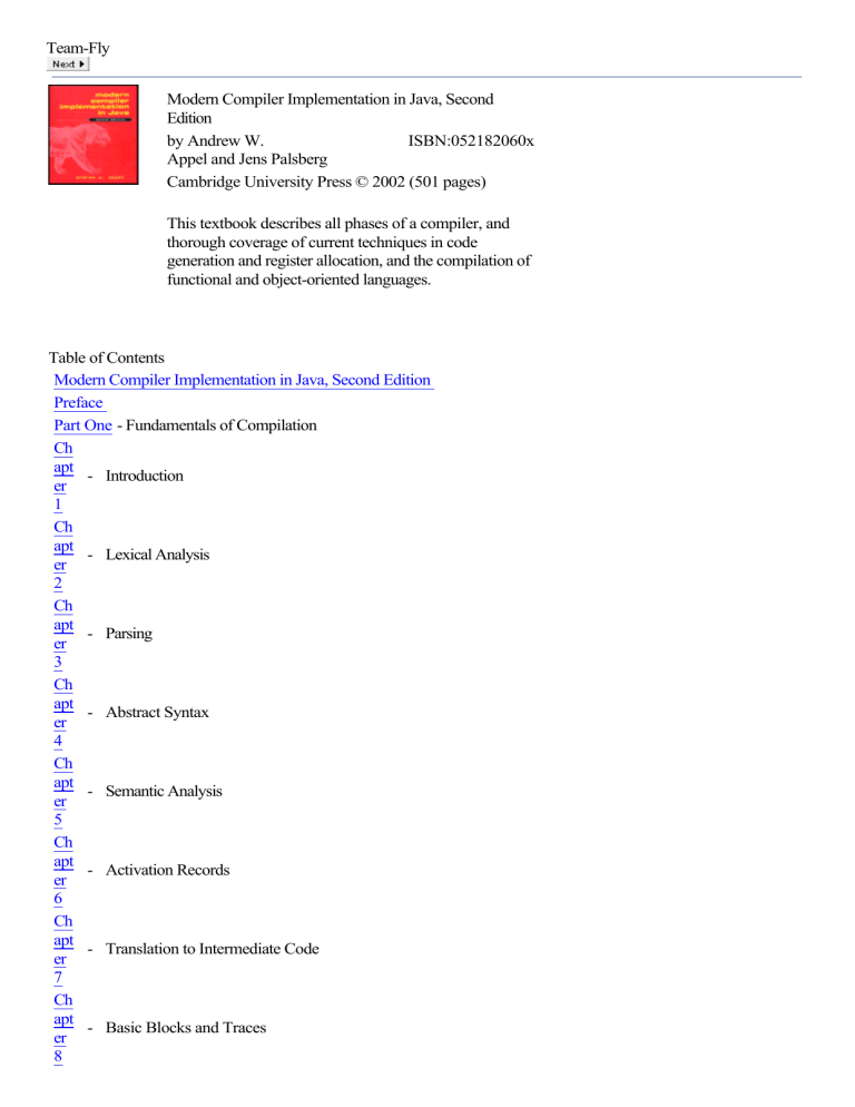 Modern Compiler Implementation in Java, 2nd Ed. Textbook