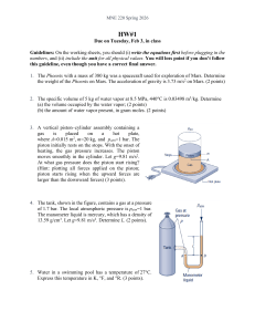 MNE 220 HW#1: Physics & Engineering Problems