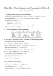 Gu&iacute;a de Termodin&aacute;mica para F&iacute;sica I: Ciclos y Procesos