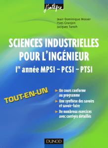 Sciences Industrielles pour l'Ing&eacute;nieur - MPSI/PCSI/PTSI