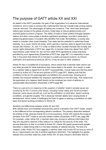 GATT Article XX and XXI: Purpose and Differences