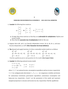 Mathematical Economics I Exercises 2024-2025