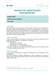 An&aacute;lise Econ&ocirc;mico-Financeira de Novo Produto Cosm&eacute;tico - Matriz de Verifica&ccedil;&atilde;o Suplementar