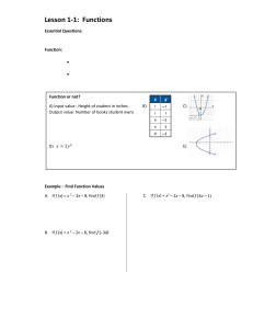Lesson 1-1: Functions - Math Education