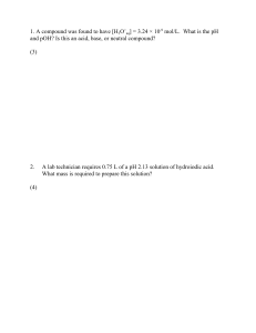 Chemistry pH and Titration Problems Worksheet