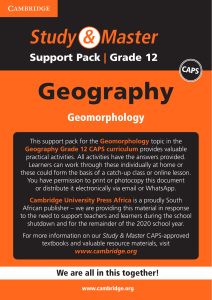 Grade 12 Geography Geomorphology Support Pack