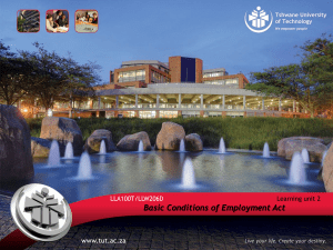 Basic Conditions of Employment Act Learning Unit 2