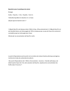 Exercices de dosage chimique : H2SO4 et Na2CO3