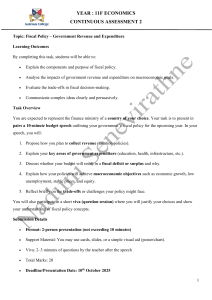 Year 11 Economics Fiscal Policy Assessment Task