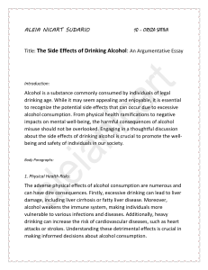 The Side Effects of Drinking Alcohol: An Argumentative Essay