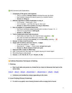 MCQ Answers & Hashing Collision Techniques