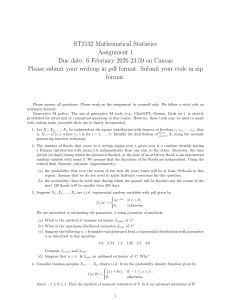 ST2132 Mathematical Statistics Assignment 1