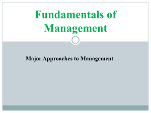 Fundamentals of Management: Major Approaches
