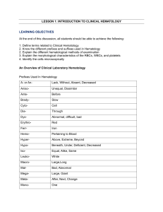 Introduction to Clinical Hematology Lesson 1