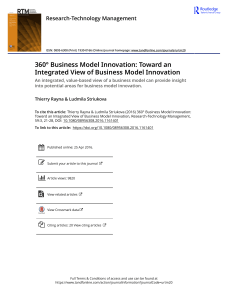 360&deg; Business Model Innovation: Integrated View