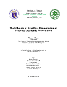 Breakfast Consumption and Academic Performance: Research Paper